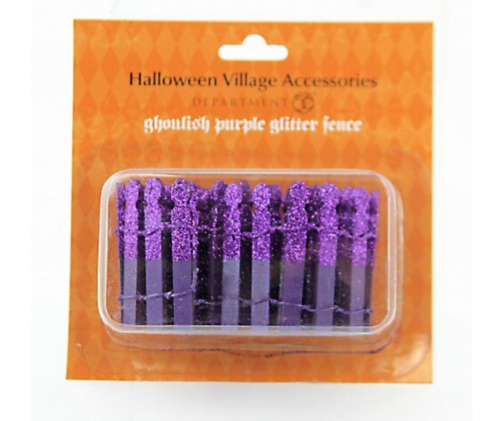 Department 56 Villages 2.25 Ghoulish Purple Glitter Fence Halloween NEW